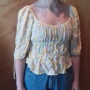 Floral cottagecore top in yellow/mint/peach from Sophie Rue, size M, NWOT